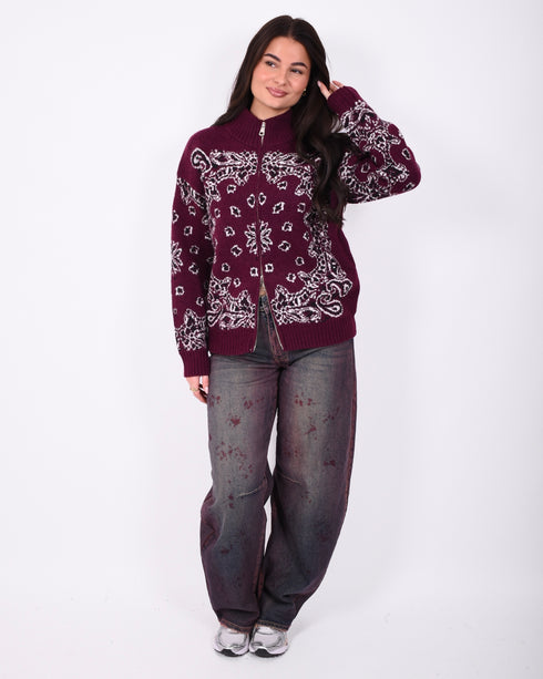 paisley knit vest bordeaux