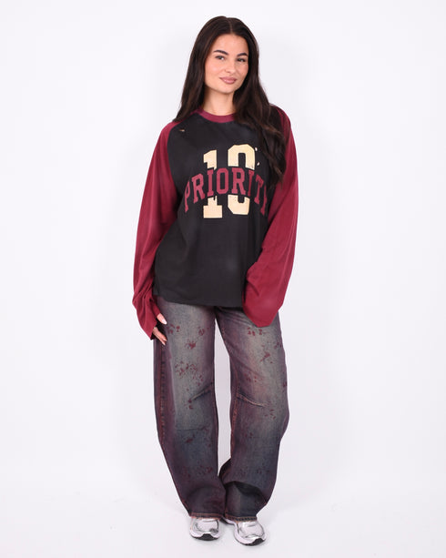 bordeaux vintage washed barrel jeans