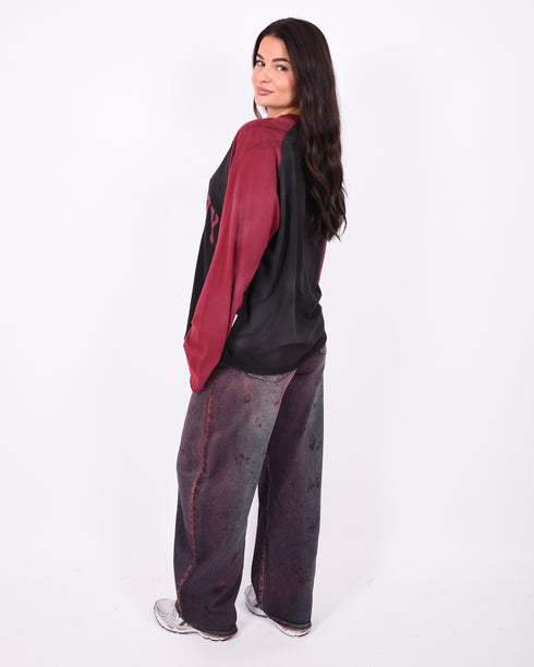 bordeaux vintage washed barrel jeans