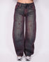 bordeaux vintage washed barrel jeans