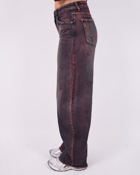 bordeaux vintage washed barrel jeans