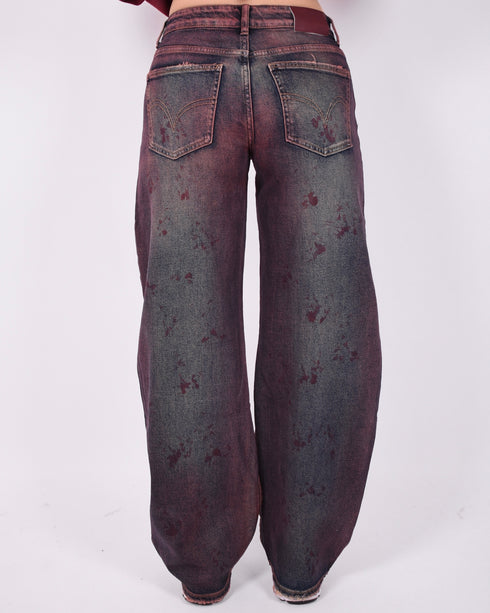 bordeaux vintage washed barrel jeans