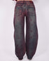 bordeaux vintage washed barrel jeans