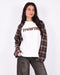 checkered sleeve longsleeve brown