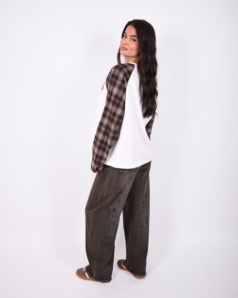 dark brown vintage washed barrel jeans