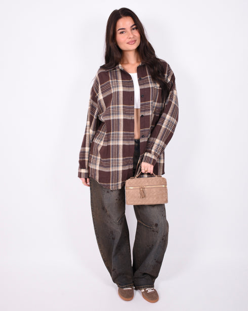 checkered flannel brown