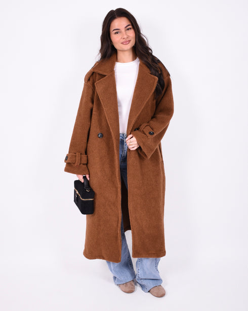 wool trenchcoat camel