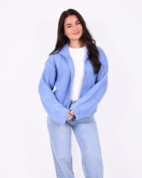 oversized zip knit blue