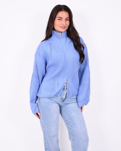 oversized zip knit blue