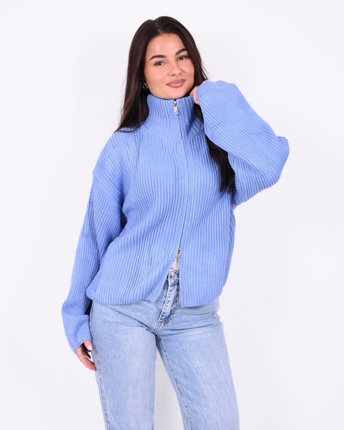 oversized zip knit blue