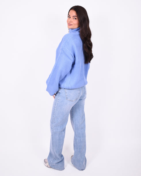 oversized zip knit blue
