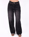 Leather waist jeans dark grey