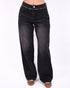 Leather waist jeans dark grey