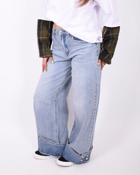 folded studs jeans