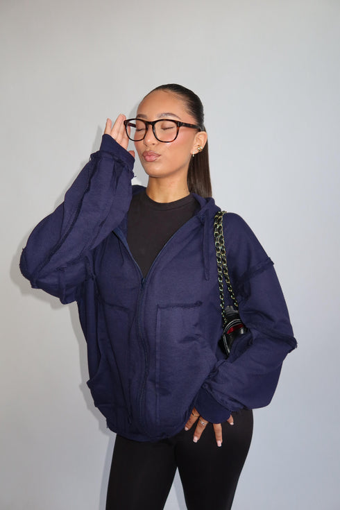 Priority zip up hoodie navy