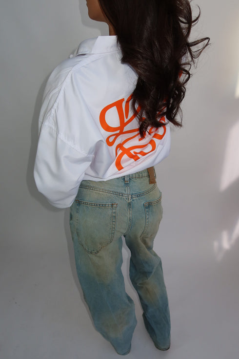 Priority monogram windjacket white/orange