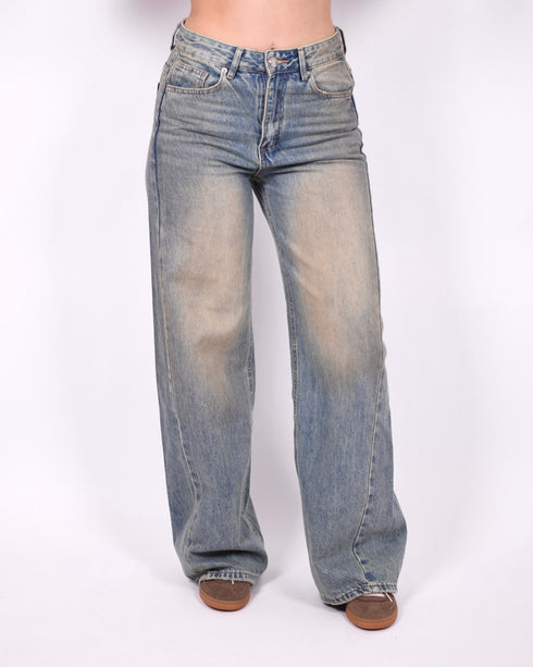 Leather pocket vintage jeans