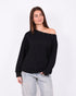 off shoulder studs sweater black