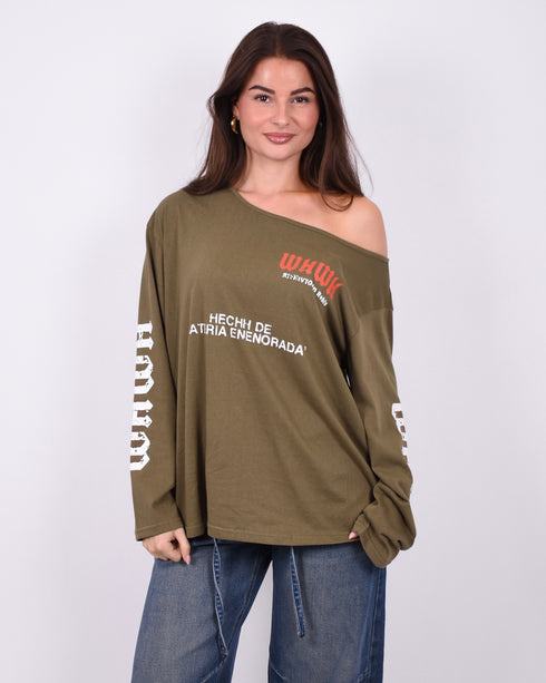 Off shoulder Longsleeve khaki
