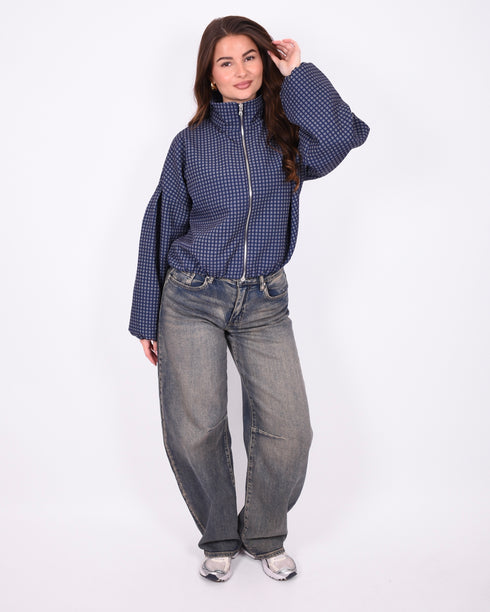 checkered bomber navy