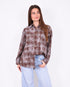 washed checkered flannel brown