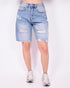 ripped stretch jort vintage blue