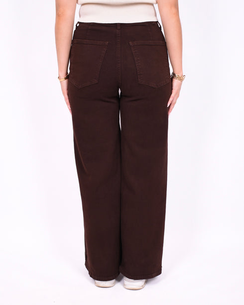 brown wide leg stretch jeans