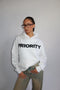 Priority minimalistic hoodie white