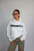 Priority minimalistic hoodie white
