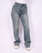 studs wide leg stretch jeans vintage blue