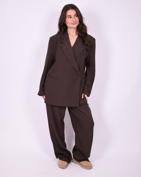 bibi boxy fit blazer brown