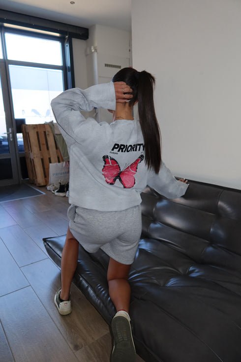 Priority butterfly longsleeve grey/pink