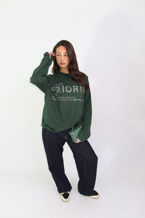 Priority rhinestore longsleeve green