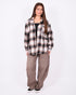 checkered rhinestone flannel beige