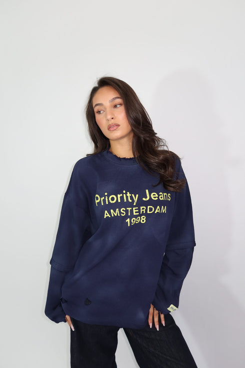 Priority Destroyed Amsterdam longsleeve navy