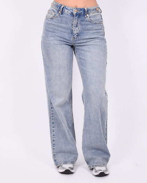 gold detail stretch jeans blue