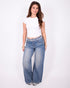 double wide leg stretch jeans medium blue