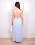 open back halter dress light blue