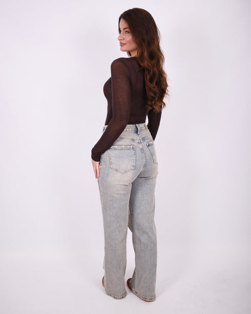 gold detail vinatge washed stretch jeans