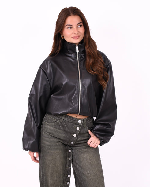 puffy leather jacket