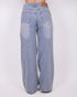 button wide leg jeans light blue