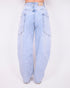Barrel cargo stretch jeans light blue