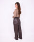 Leather wide leg pants Brown