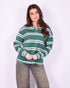striped polo sweater green