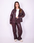 Braided leather jacket Bordeaux