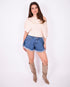 frayed denim short blue