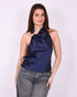 satin halter top navy