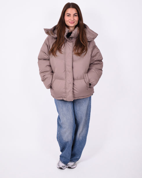 puffer coat taupe