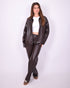 Braided leather jacket Brown