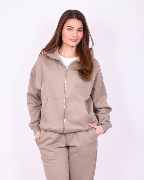 Redefined zip up hoodie taupe